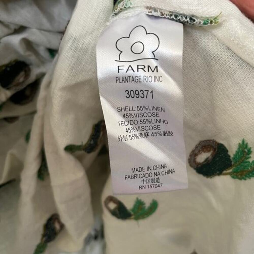 FARM RIO Cross Stitch Coconut‎ Embroidered Midi Dress linen NWT small - Picture 9 of 14